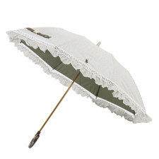 POLO Ralph Lauren Folding Umbrella Embroidered Frill Khaki UV  Rain Protection