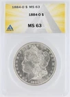 1884-O Morgan Dollar ANACS MS63 New Orleans Minted Silver Dollar No Reserve