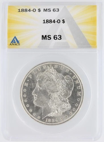 1884-O Morgan Dollar ANACS MS63 New Orleans Minted Silver Dollar No Reserve