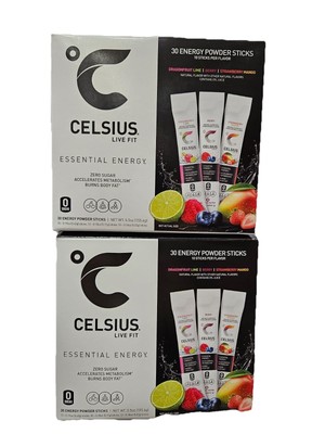 Celsius Live Fit 30 Energy Powder Sticks, Assorted Flavors, 5.5 Oz Each -2 BOXES