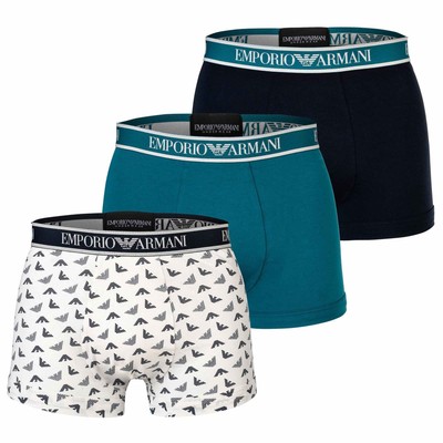 EMPORIO ARMANI Herren Trunks, 3er Pack - CORE LOGOBAND, Shorts, Stretch Cotto...