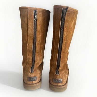 UGG Knightsbridge Boots Women s Size 9 Brown Suede Sheepskin S/N 5119 Back Zip