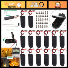 50 Pack CR2032 Coin Cell Battery Holder with Leads ON/OFF Switch - 3V Case