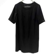 Adrianna Papell Black Ladder Stitch Cutout Shift Dress Womens Size 10 Short Slv
