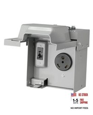 30 Amp RV Outlet Box with Breaker, 125V NEMA TT-30R, 30 Amp with Breaker