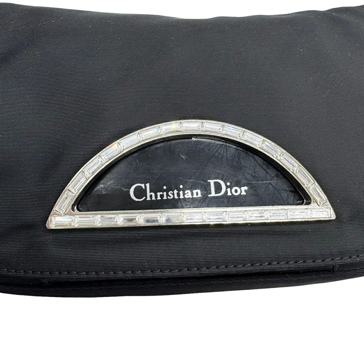Christian Dior Maris Pearl Shoulder Bag Handbag Nylon Black