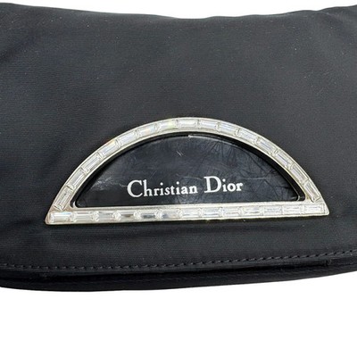 Christian Dior Maris Pearl Shoulder Bag Handbag Nylon Black