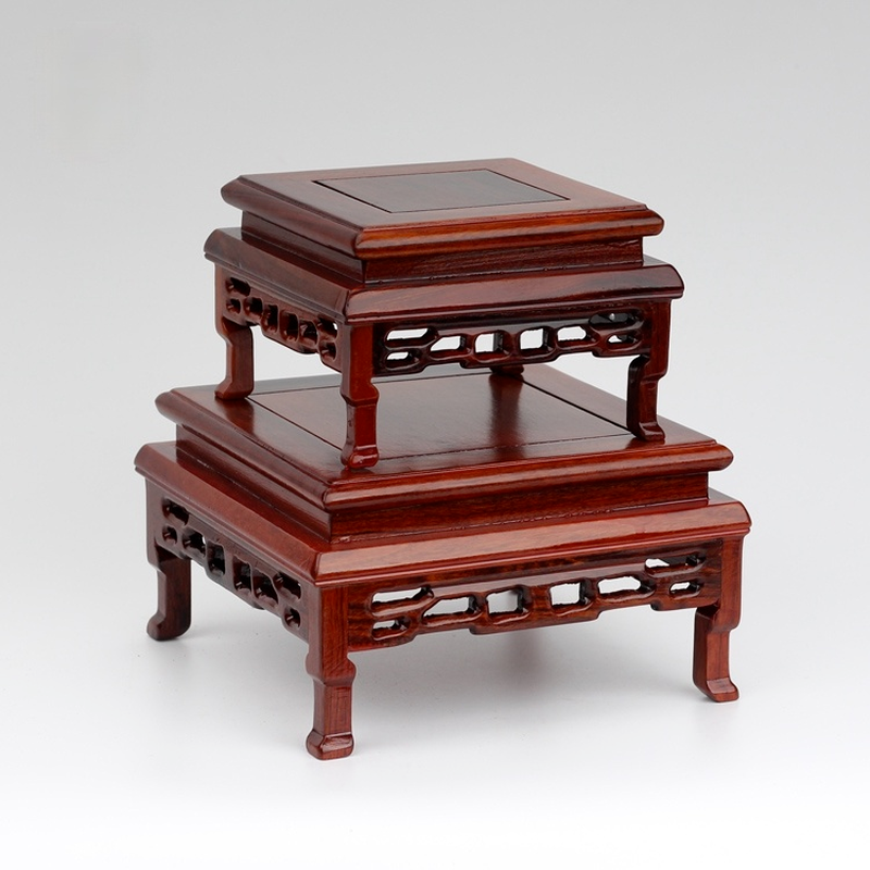 Square Wooden Base Shelf Fish Tank Flower Vase Bonsai Display