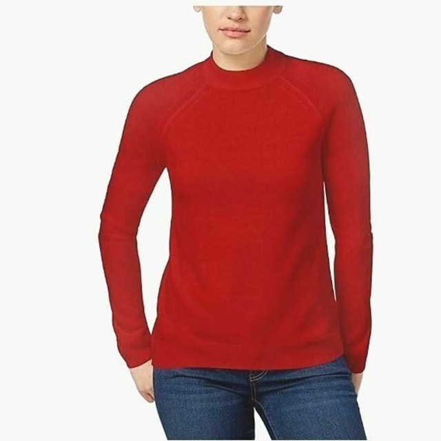 mock neck red top