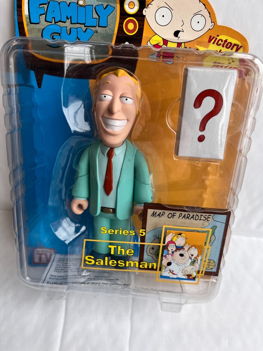 BNIB MEZCO TOYZ FAMILY GUY SERIES 5 THE SALESMAN BLUE SUIT ACTION