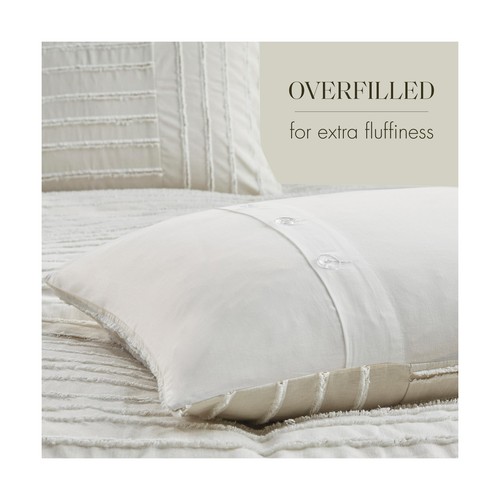 MADISON PARK SIGNATURE King Comforter Set Clipped Jacquard Stripes with Butto... - Picture 5 of 7