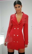 Red Gold button Detail Blazer dress