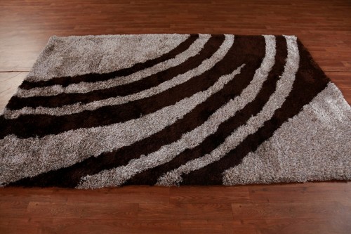 Abstract Indian Hand-tufted Rug 5x8 ft Modern Shaggy Carpet - Picture 12 of 17