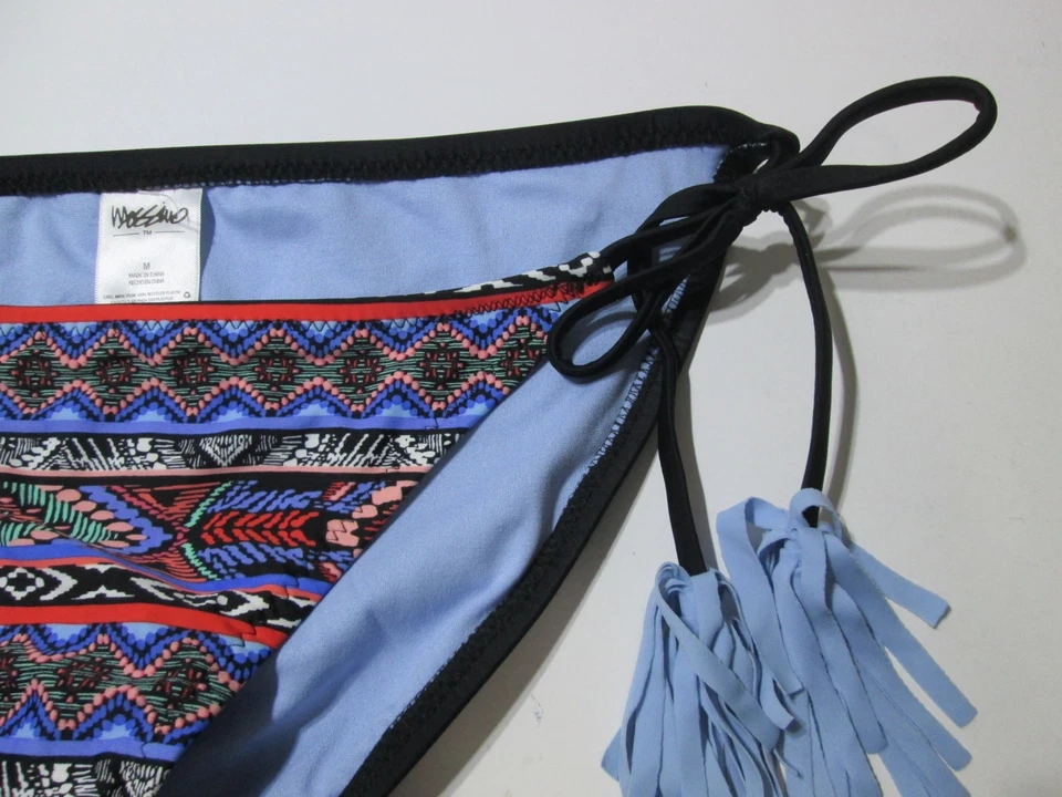 Parte inferior de bikini Mossimo para mujer talla M negra/azul con borlas laterales para nadar ropa de playa Foto 3 de 4