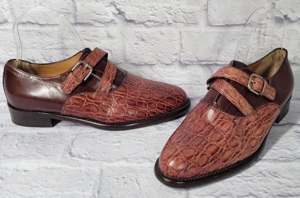 Ron белый подпись 37 коричневый крокодила кожи мокасины Италии Оксфорд крокодила обувь - Изображение 2 из 4