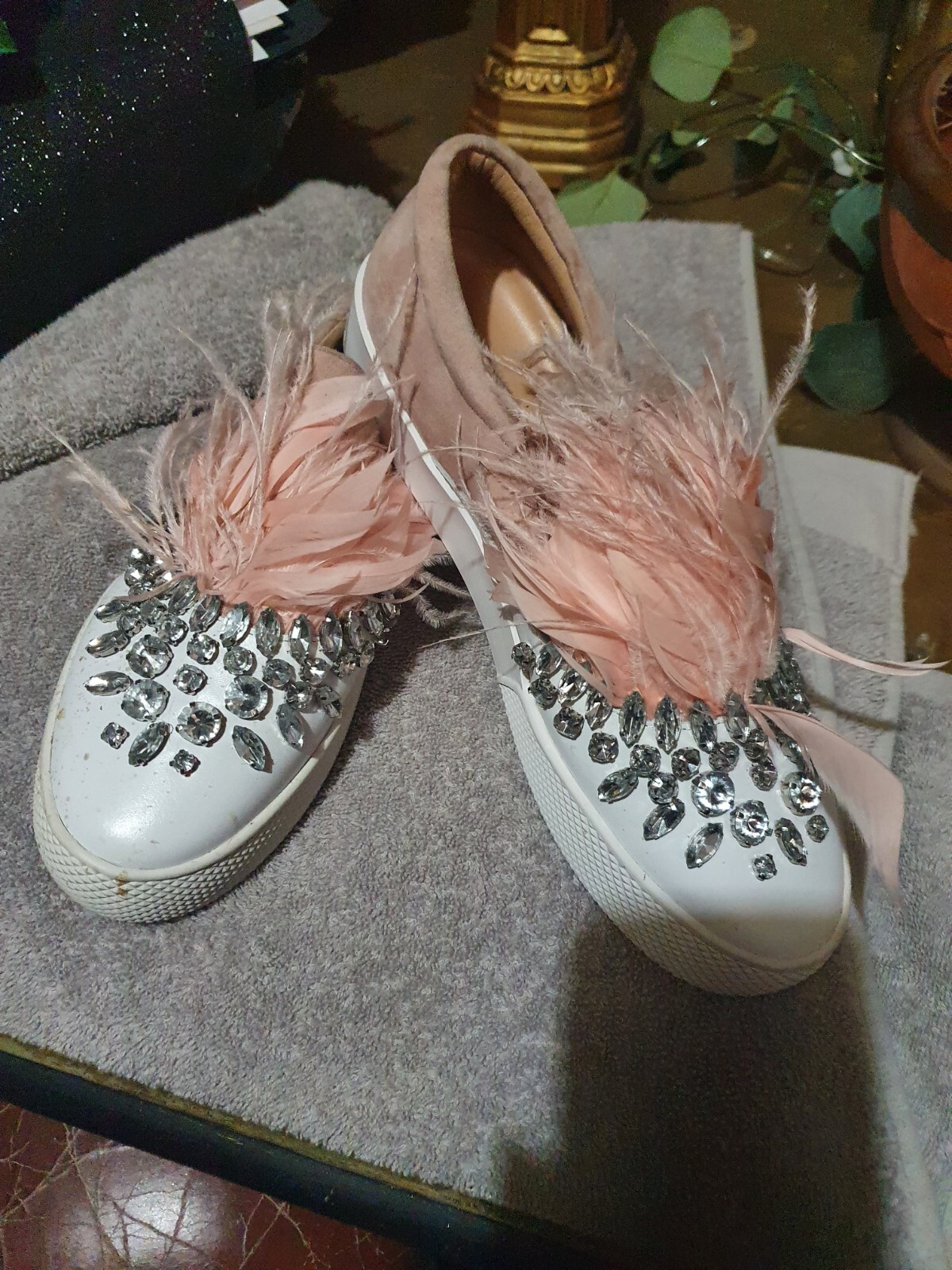 Ugg.. new ladies crystal oval and round encrusted..feathered Sneakers image 2