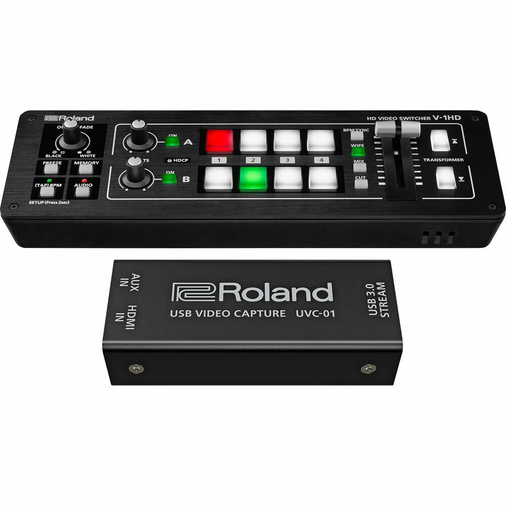 Roland V-1HD STR Video Switcher Streaming Bundle + UVC-01 w/ HDMI