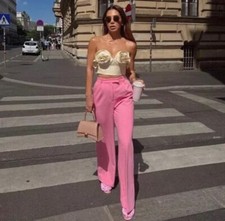 ZARA ECRU CROP FLORAL BUSTIER LIMITED EDITION SAND SIZE S REF.3309/660