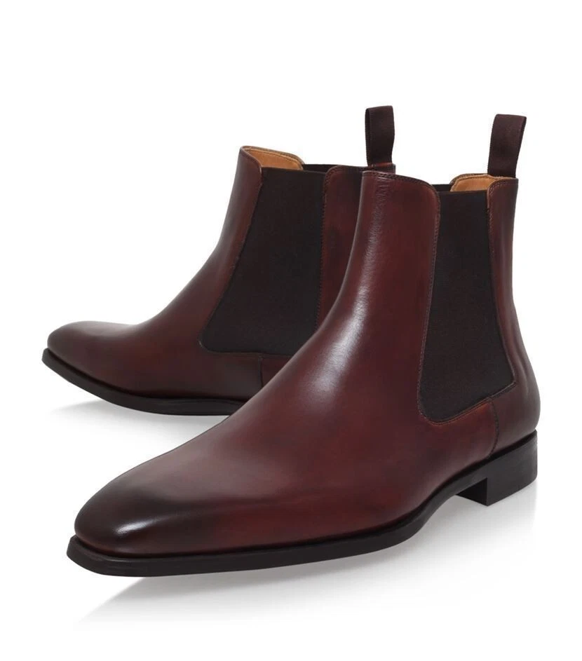 Customized Men Maroon Chelsea leather boot, Men ankle leather boot, Men's boot