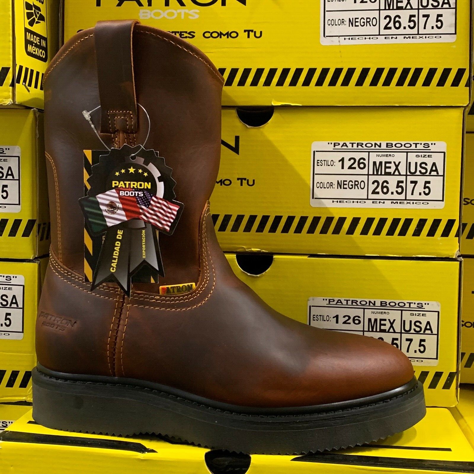 MEN'S WORK BOOTS GENUINE LEATHER BROWN POLYURETHANE CLEAR SOLE BOOTS