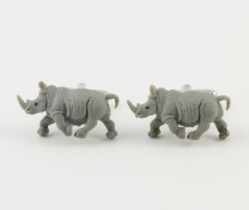 Rhino Boutons Manchette Nature Animal Africain Safari Zoo Faune Endangered - Photo 1 sur 2