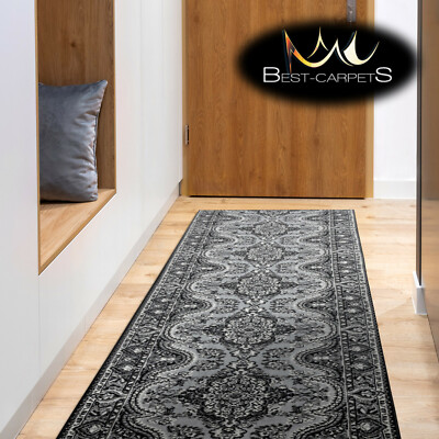 Moderner Flurteppich Läufer BCF ''MORAD Wiosna'' Frühlingsrosette GRAU 60-120 cm