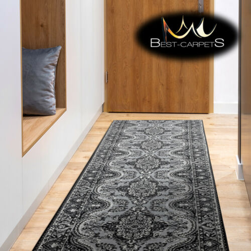 Modern Hall Carpet Runner BCF "MORAD Wiosna" Spring rosette GREY 60-120 cm - Picture 1 of 6