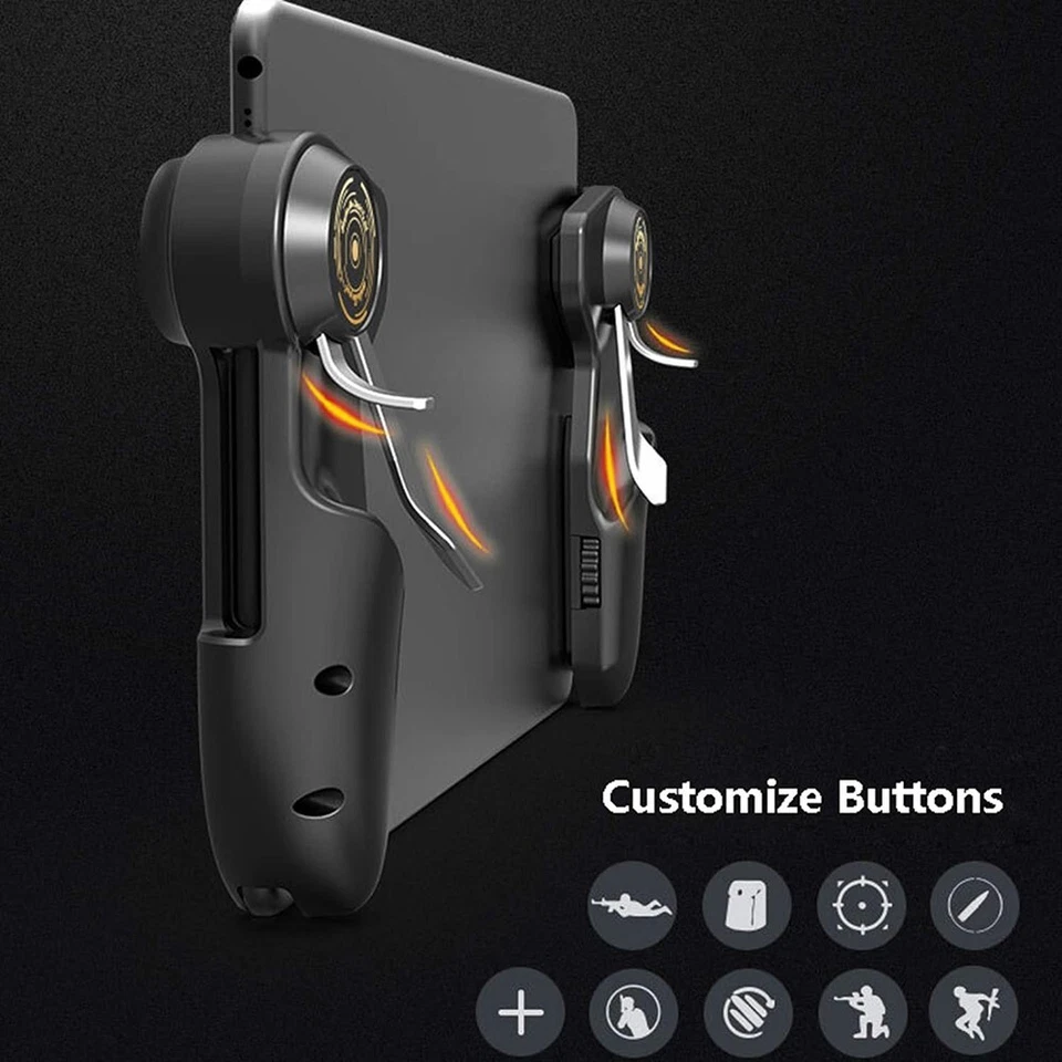 Handle Controller Six Finger Game Triggers For iPad Tablet Phone PUBG Game Black - Image 3 of 4