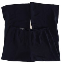 Escada Wide Leg Slit Crop Pants Womens Size 44 Navy Blue Silk Loose Fit