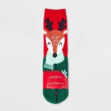 Wondershop Women's Winter Reindeer Super Soft Cozy Crew Socks 1 Pair Red Green