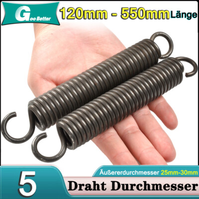Federstahl Feder Zugfeder 4/5mm Draht Durchmesser Haken Ösen Spannfe Spiralfeder