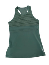 Lorna Jane Women Activewear Yoga Ignition Excel Tank Military Green Mesh XS S M