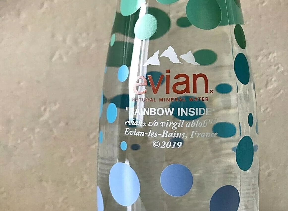 🔥Evian x Virgil Abloh RAINBOW INSIDE Water Glass Bottle *LIMITED  EDITION* 🔥