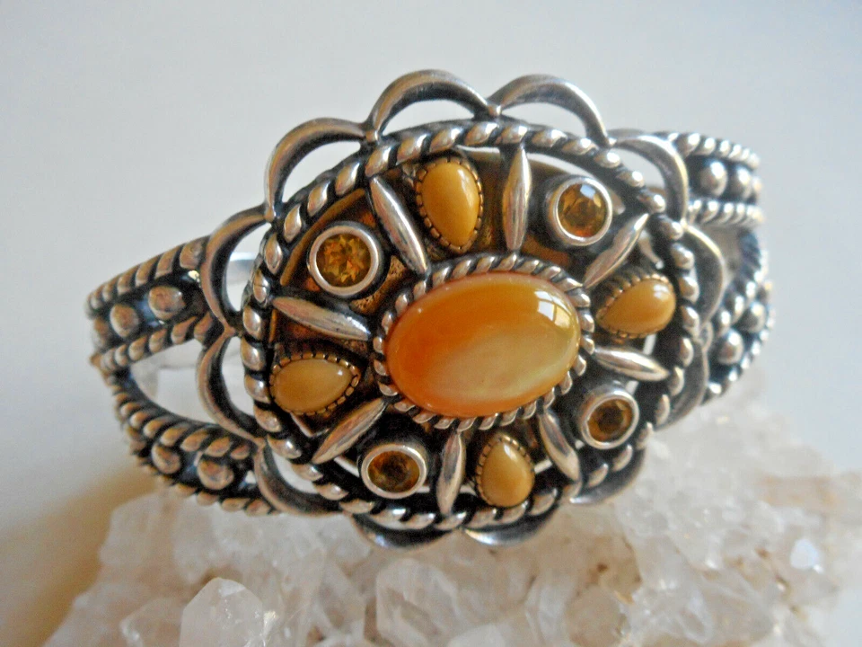 Brazalete de latón Relios Carolyn Pollack amarillo citrino 12901 de plata de ley Foto 3 de 4