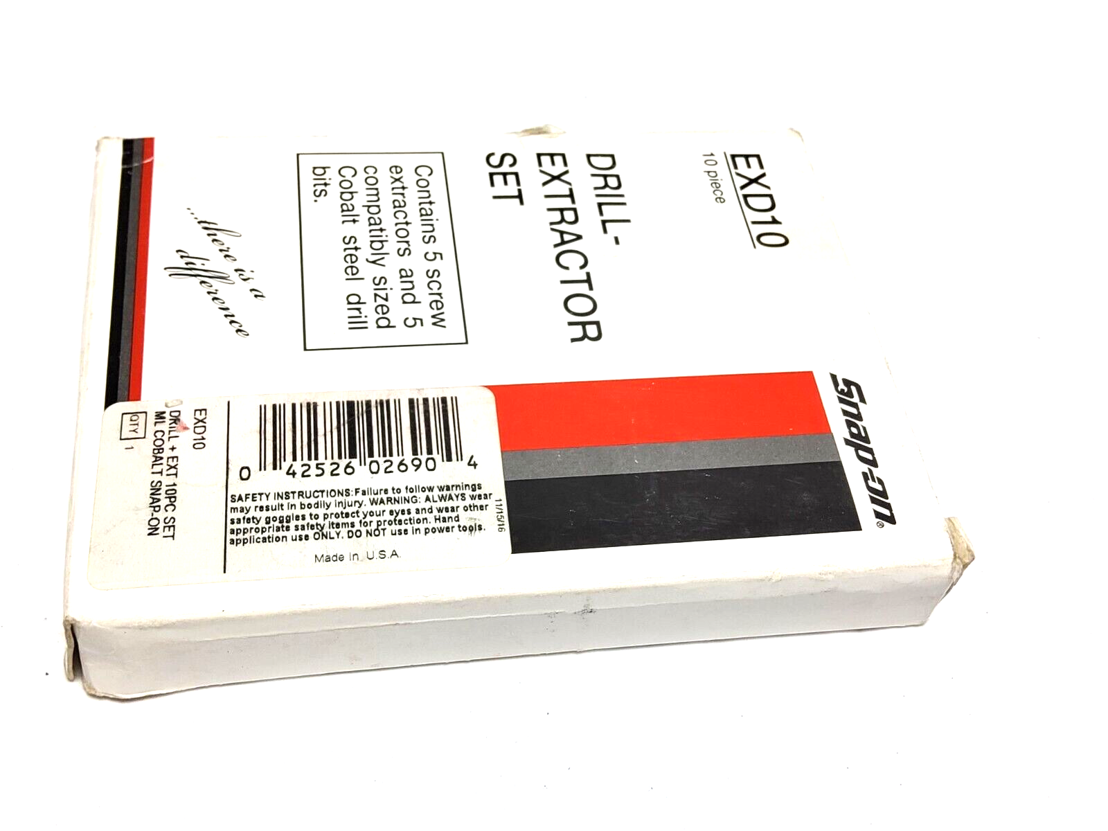 NEW Snapon EXD10 10pc High Speed Cobalt Drill Extractor Set 5/32" 3/