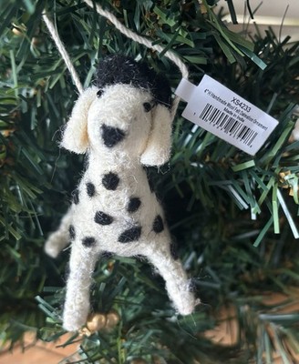 NWT Handmade Dalmation Felted Wool Ornament Year Round Display Dog Mini Cap 4.5 