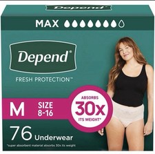 Depend Fit-Flex Incontinence Medium Underwear - 76 Count