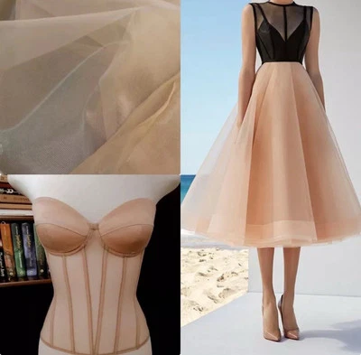 Off White Power Mesh Stiff Net Tulle Transparent Fabric - For Couture Corset