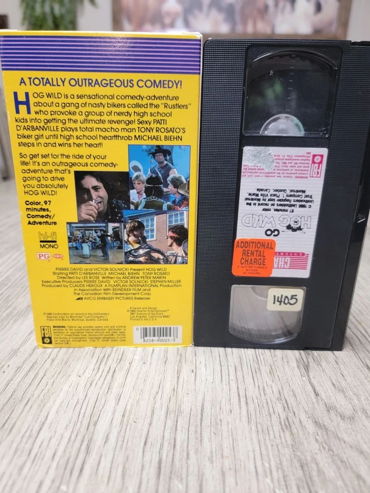 Hog Wild 1980 Charter Entertainment 1986 VHS Motorcycle Screwball Comedy OOP - Image 2 of 2