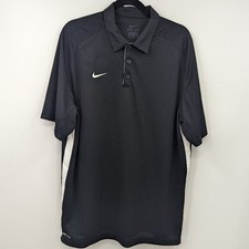 Men's NIKE Polo Extra Large XL Black White Dri-Fit Short Sleeve Shirt
