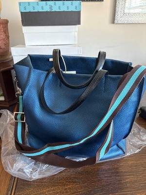 J&C JACKYCELINE/ leather satchel/ medium / made in Italy/ blue