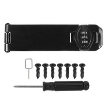 Password Rotary Hasp Locks 3-Digit Cabinet Locks with Screwdriver 6" Black