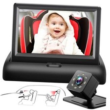 Baby Car Mirror with 4.3'' HD Night Vision Function Display, Safety Car Black