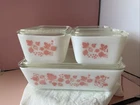 Vintage Pink Gooseberry Pyrex Refrigerator Dish Set with Lids 501, 502, 503 Nice