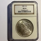 (1) one 1886 Morgan Silver Dollar $1 PCGS MS64 140yrs Old!!
