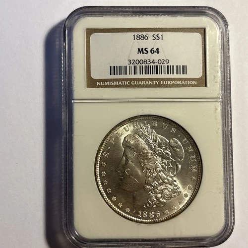 (1) one 1886 Morgan Silver Dollar $1 PCGS MS64 140yrs Old!!