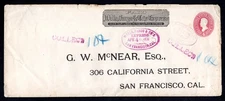 US 1887 WELLS FARGO EXPRESS PAID WITH SEVERAL OVAL SEALS OF THE COMPANY