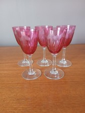5 verres à vin couleur en cristal de Baccarat moliere