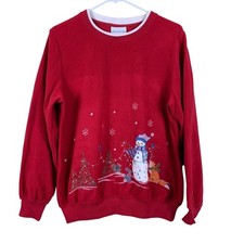 VTG Y2K 90s Alfred Dunner Snowman Ugly Christmas Sweater Snowman S Retro Cozy