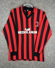 Vintage Style AC Milan Mediolanum Long Sleeve Soccer Jersey XL Retro
